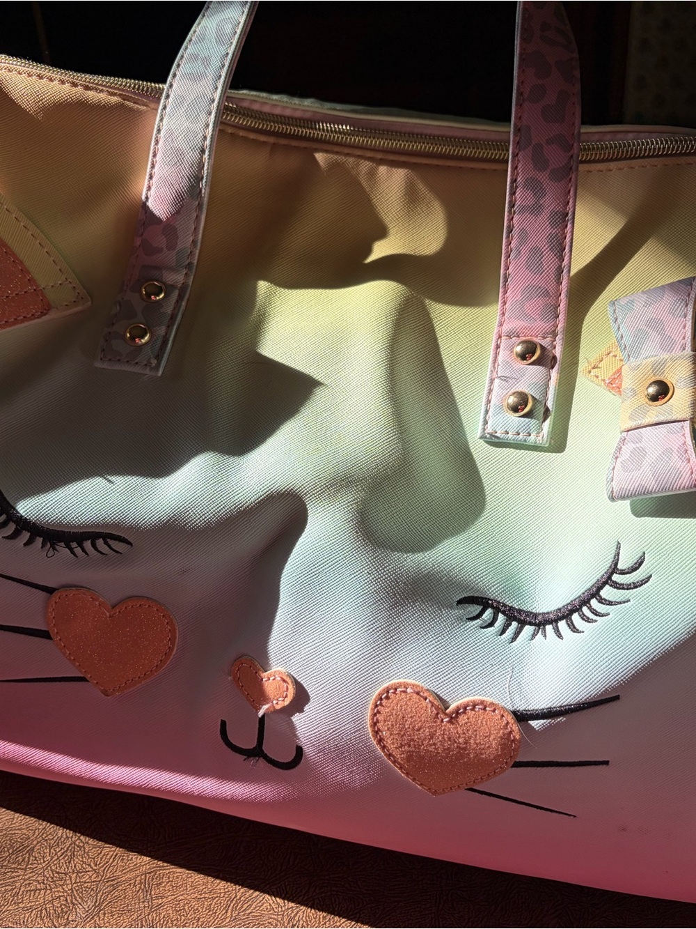 Underonesky ombré pastel cat weekender Bag